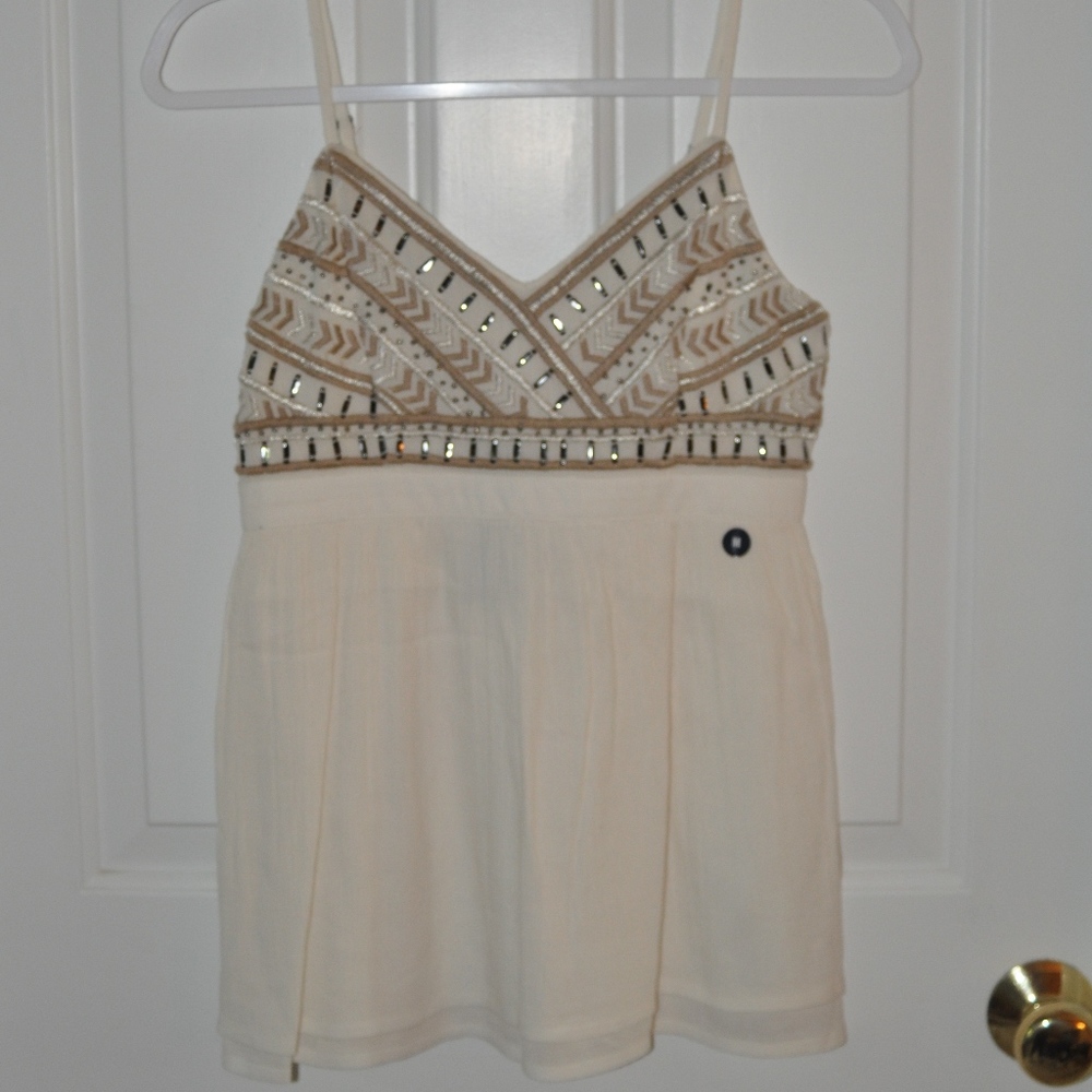NWT Hollister White Beaded Top